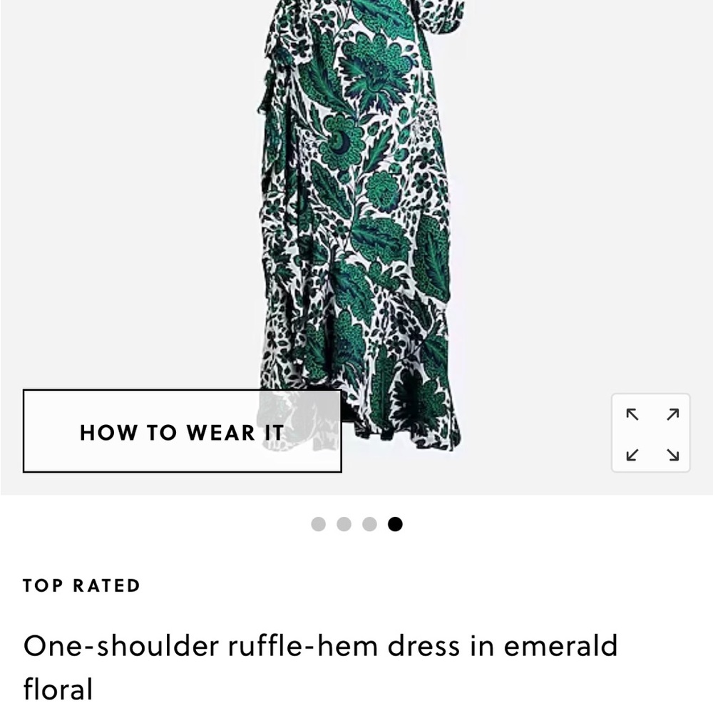 Emerald Floral One-Shoulder Dress